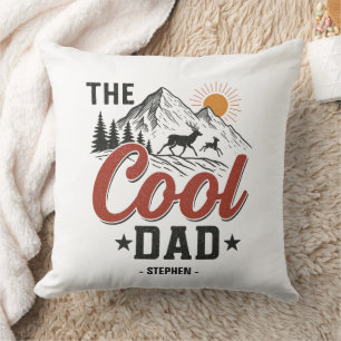 The Cool Dad – Rustic Mountain and Deer Design Throw Pillow