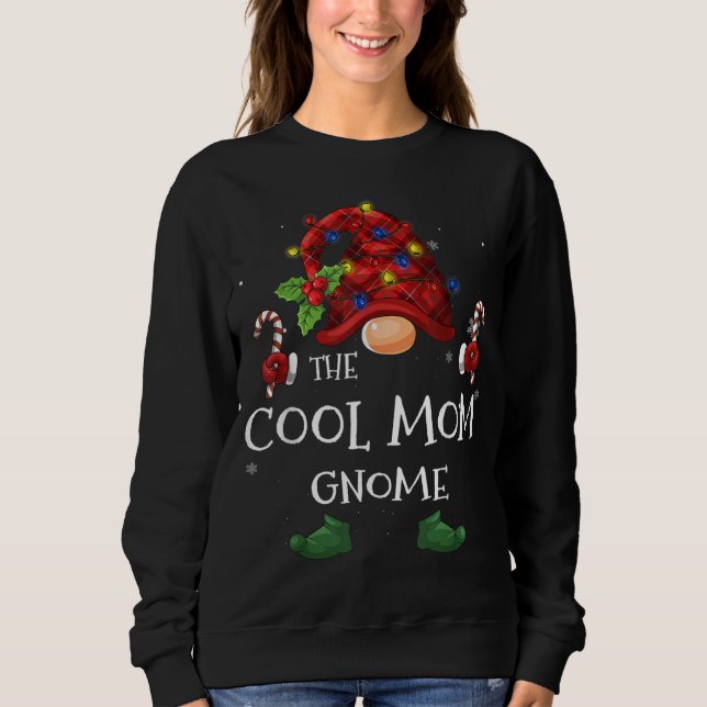 The Cool Mom Gnome Buffalo Plaid Christmas Tree Li Sweatshirt (Front)
