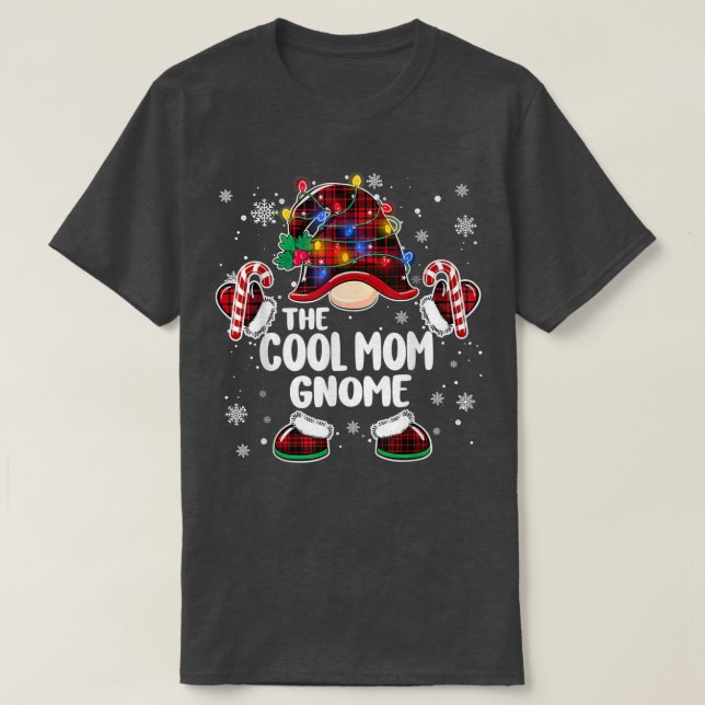 The Cool Mom Gnome Buffalo Plaid Christmas Tree Li T-Shirt (Design Front)