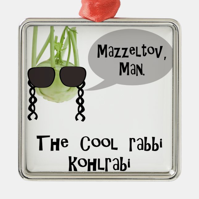 The cool rabbi kohlrabi - bad vegetable pun metal ornament (Front)