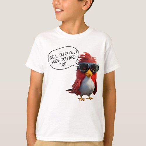 The Cool Red Bird Kids T_Shirt