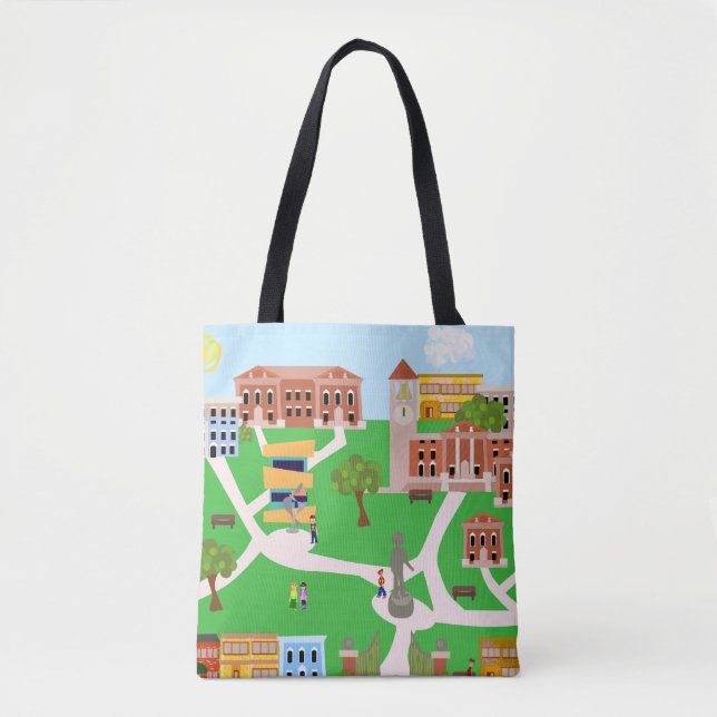 The Coolest Campus College Retro Illustration Tote Bag (Front)