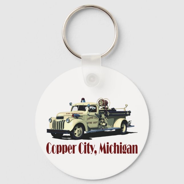 The Copper City Firetruck Keychain (Front)