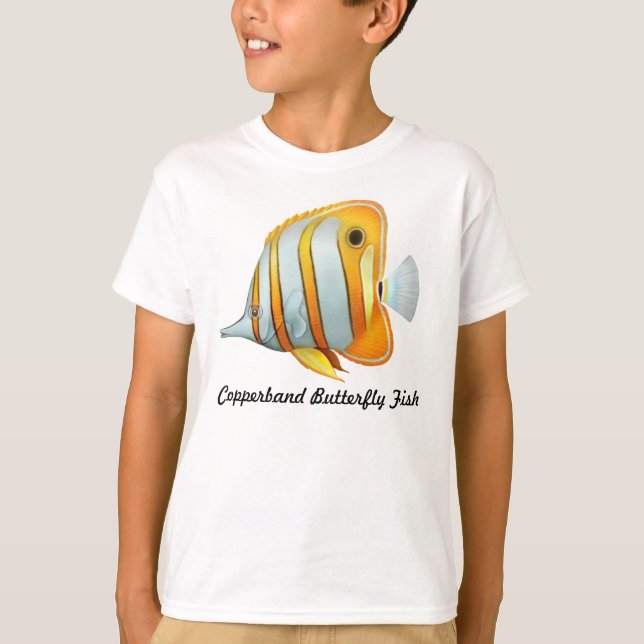 The Copperband Butterfly Fish Kids T-Shirt (Front)