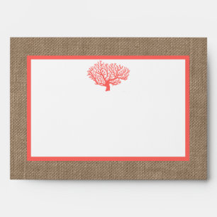 The Coral On Burlap Boho Beach Wedding Collection Envelope