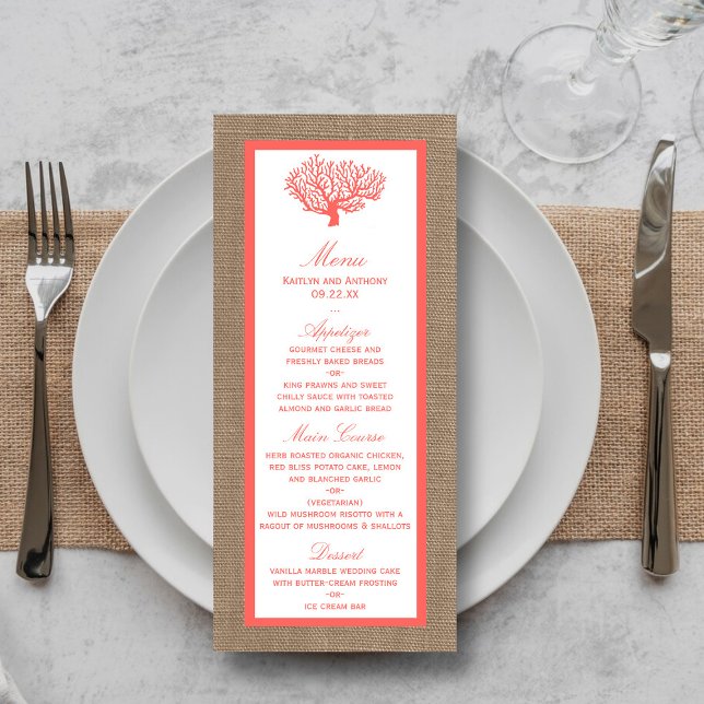 The Coral On Burlap Boho Beach Wedding Collection Menu (Creator Uploaded)