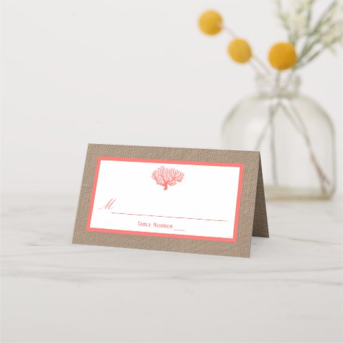 The Coral On Burlap Boho Beach Wedding Collection Place Card