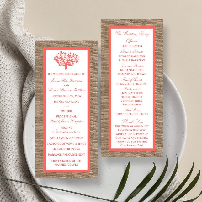 The Coral On Burlap Boho Beach Wedding Collection Program (Creator Uploaded)
