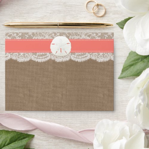 The Coral Sand Dollar Beach Wedding Collection Envelope