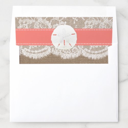 The Coral Sand Dollar Beach Wedding Collection Envelope Liner