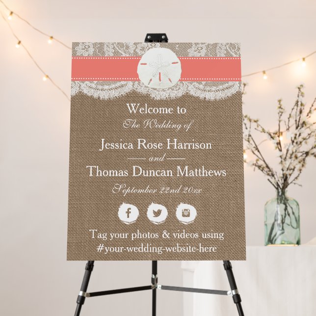 The Coral Sand Dollar Beach Wedding Collection Foam Board (In Situ (Stand))