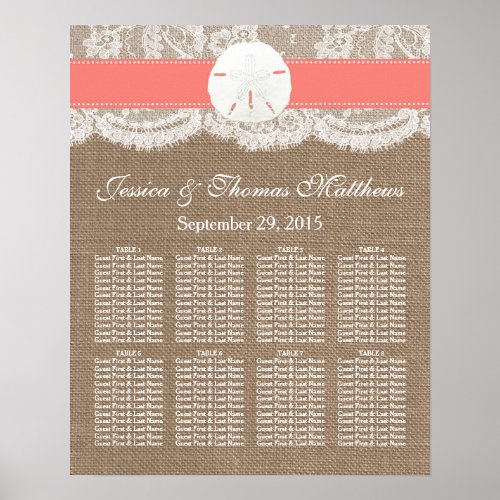 The Coral Sand Dollar Beach Wedding Collection Poster