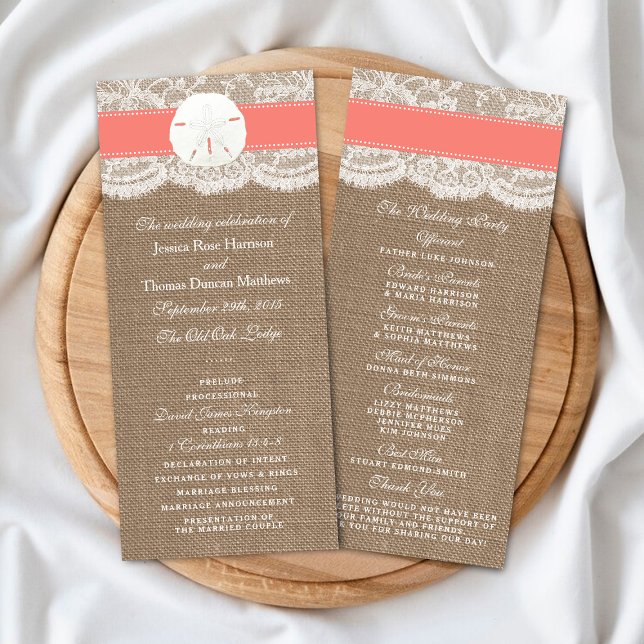 The Coral Sand Dollar Wedding Collection Programs (Creator Uploaded)