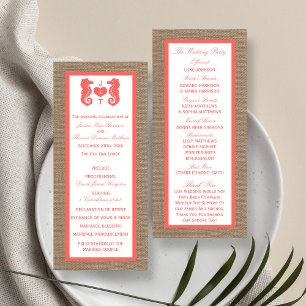 The Coral Seahorse Burlap Beach Wedding Collection Program