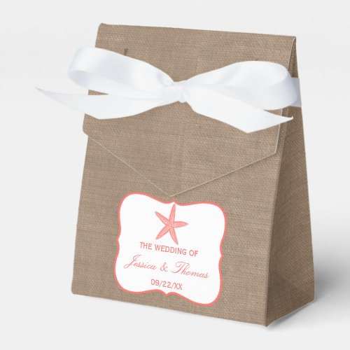 The Coral Starfish Burlap Beach Wedding Collection Favor Boxes