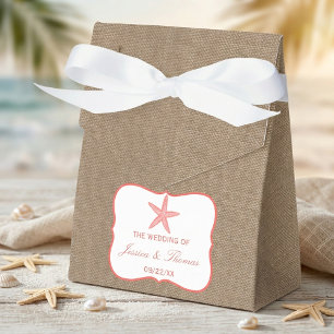 The Coral Starfish Burlap Beach Wedding Collection Favor Boxes