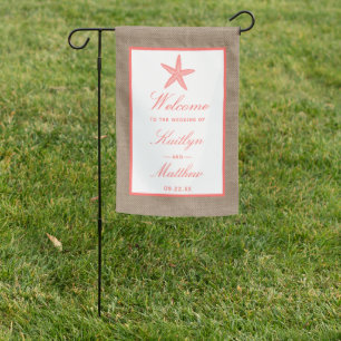 The Coral Starfish Burlap Beach Wedding Collection Garden Flag