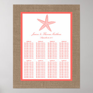 The Coral Starfish Burlap Beach Wedding Collection Poster