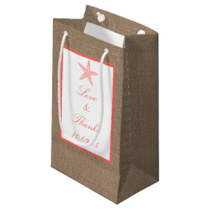 The Coral Starfish Burlap Beach Wedding Collection Small Gift Bag