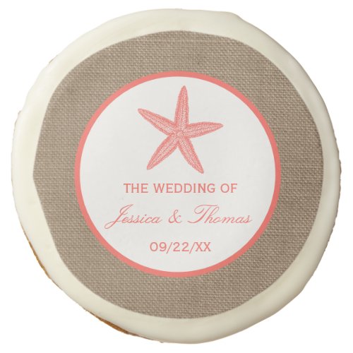 The Coral Starfish Burlap Beach Wedding Collection Sugar Cookie