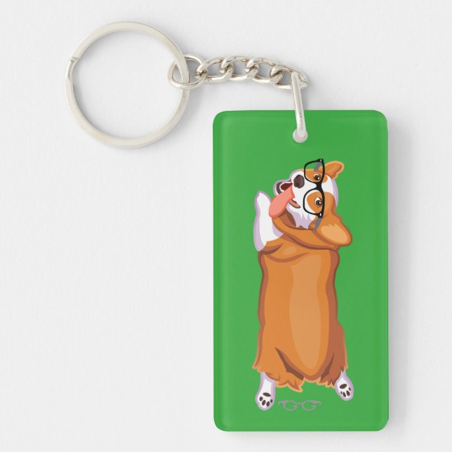 The Corgi Sploot Keychain (Front)