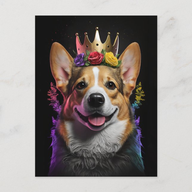 The Corgi's Crown - Dog Art Postcard (Front)