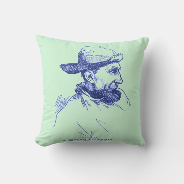 "The Cornish Coast" Throw Pillow (Front)