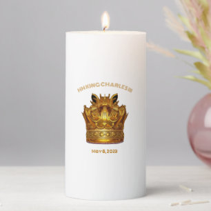 The Coronation of King Charles III Golden Crown Pillar Candle