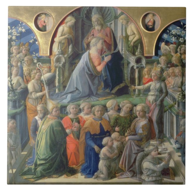 The Coronation of the Virgin, 1441-7 (tempera on p Tile (Front)