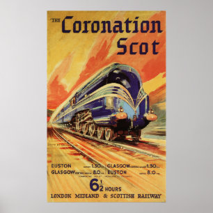The Coronation Scot Vintage Railway Poster Advert