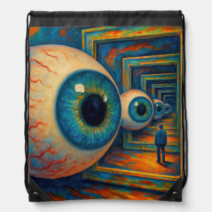 “The Corridor of Seeing” - A Surreal Portrait Drawstring Bag