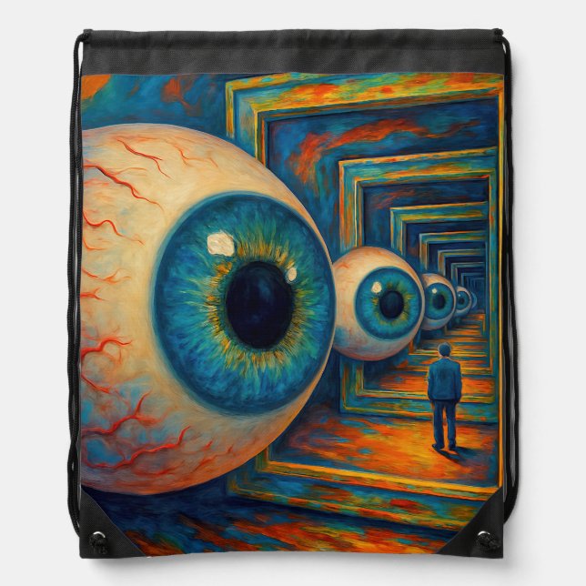 “The Corridor of Seeing” - A Surreal Portrait Drawstring Bag (Front)