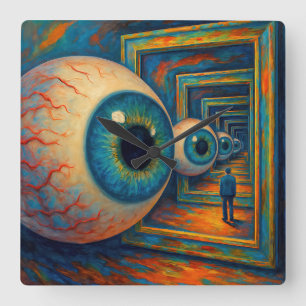 “The Corridor of Seeing” - A Surreal Portrait Square Wall Clock