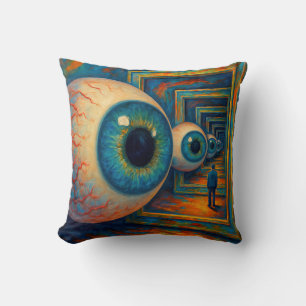 “The Corridor of Seeing” - A Surreal Portrait Throw Pillow