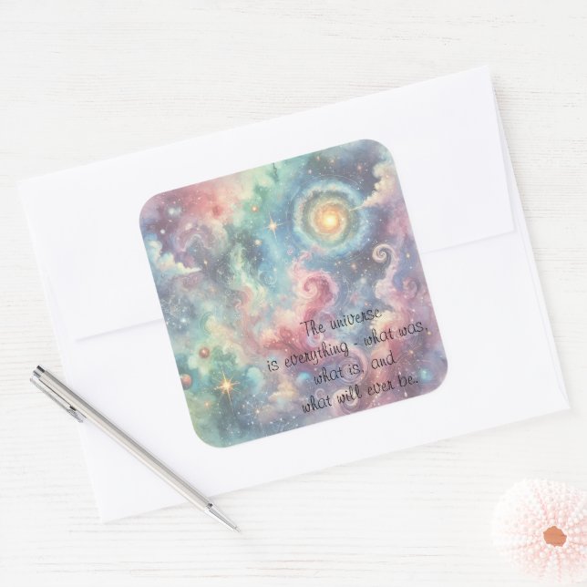 The Cosmos & Quote	 Square Sticker (Envelope)