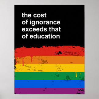 The cost of ignorance exceeds that of education poster