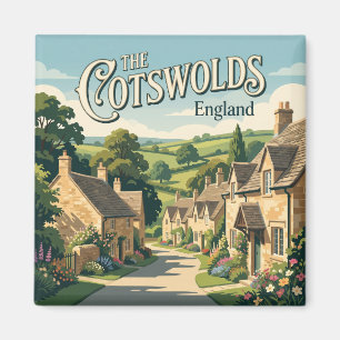 The Cotswolds Village Vintage Poster England Magnet