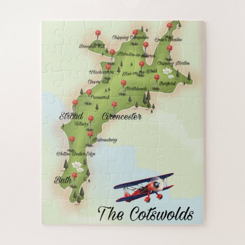 The Cotswolds Vintage Map Jigsaw Puzzle