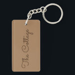The Cottage Vacation Rental Acrylic Keychain<br><div class="desc">Easily personalize the text with your information. Font type,  size,  and color can all be changed to fit your needs. The background color can also be customized to match your decor.</div>