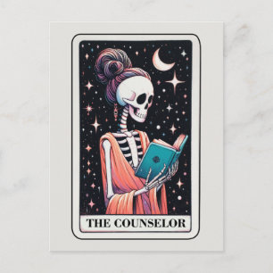 The Counselor Tarot Reading Skeleton Book Lover Postcard