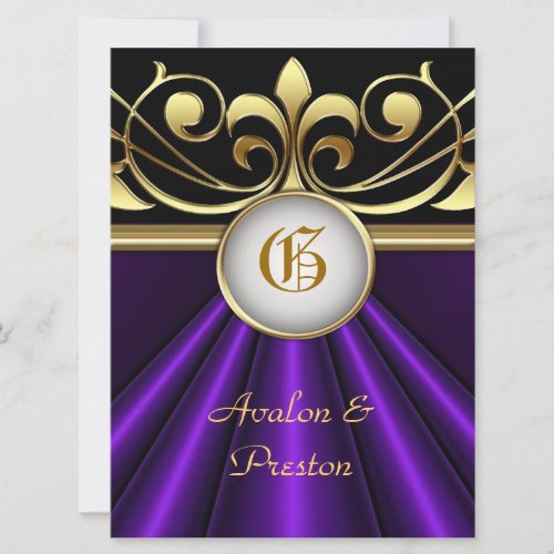 The Count Purple Silk Gold Crown Invitation
