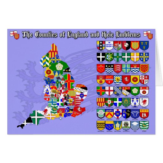The Counties of England, their flags & emblems Cards (Front Horizontal)
