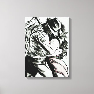 The Couple Dancing, black and white canvas print,