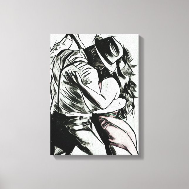 The Couple Dancing, black and white canvas print,  (Front)