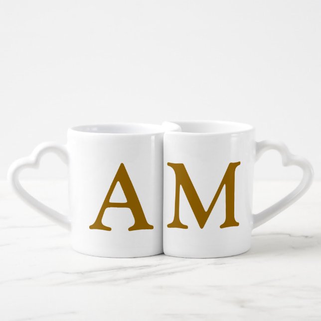 the couple initials personalized coffee mug set (Front Nesting)