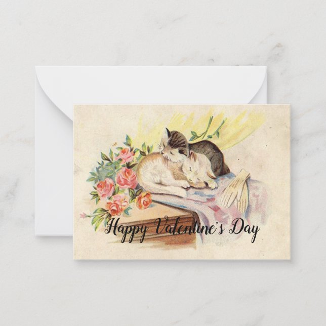 The Couple Of Cat Is Sleeping Valentine's Day Note Card (Front)