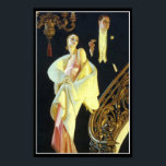 The Couple Poster<br><div class="desc">J. C. Leyendecker 1932 painting of a glamorous couple walking down a grand staircase dressed to the nines in evening attire.</div>