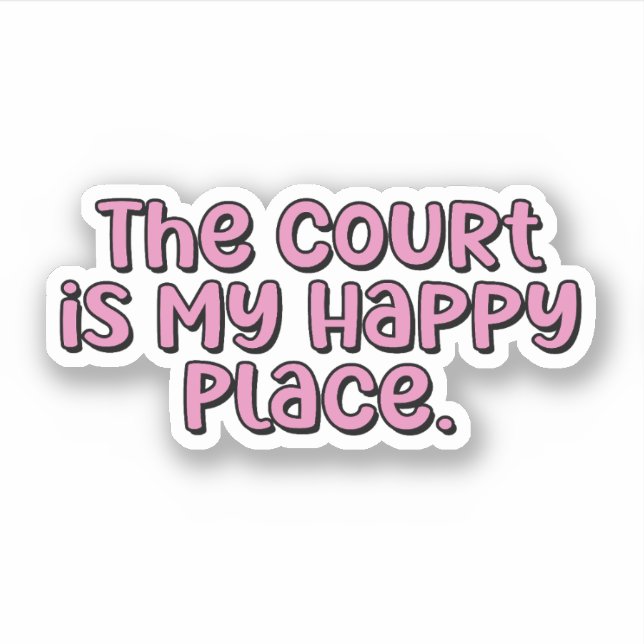 The Court is My Happy Place Pink Pickleball Sticker (Front)