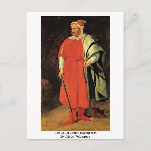 The Court Jester Barbarossa By Diego Velazquez Postcard (Front)