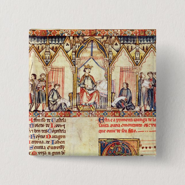The court of Alfonso X  'the Wise' Pinback Button (Front)